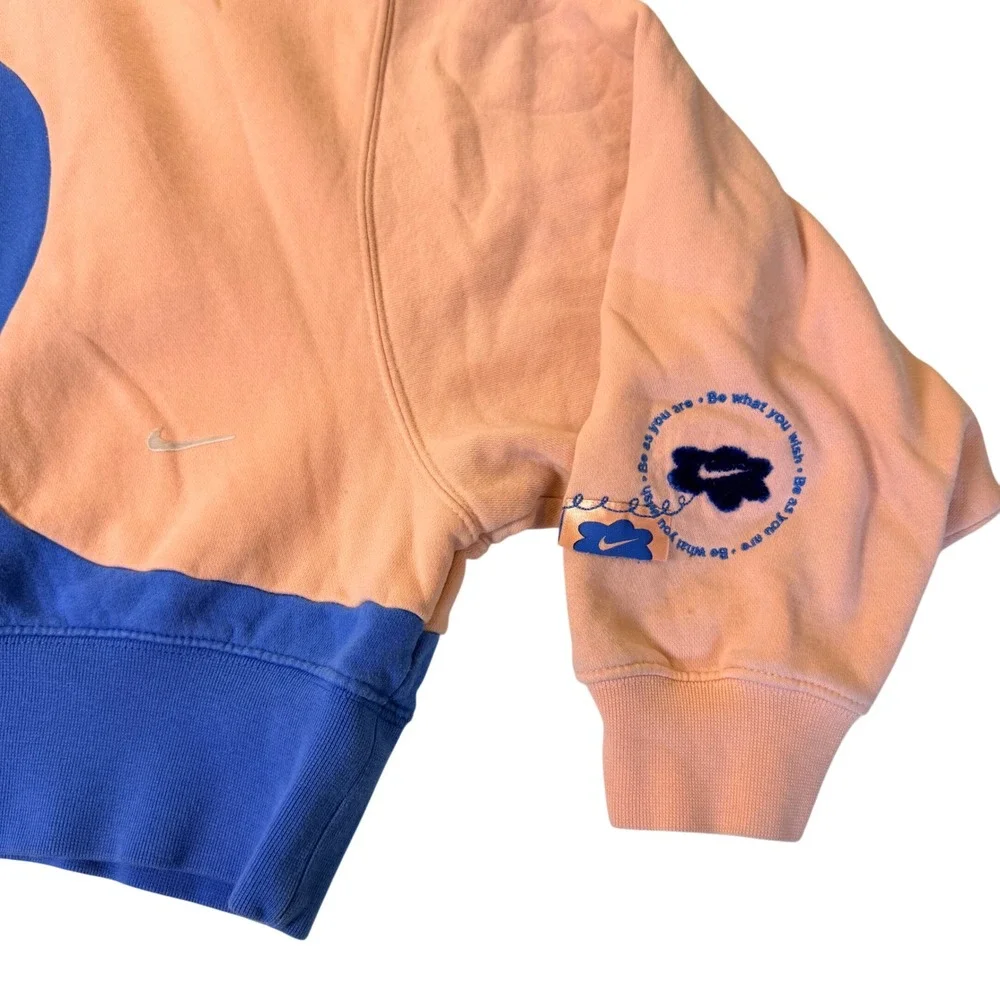 Nike Sportswear WomenXS Colorblock Cropped Boxy Sweatshirt Peach Blue DV0026-697